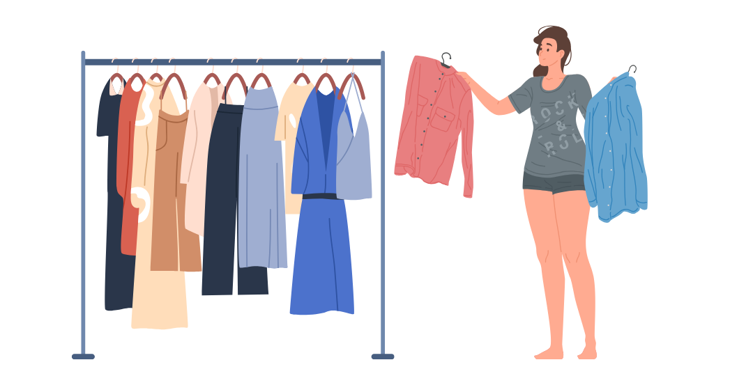 服を選ぶ女性