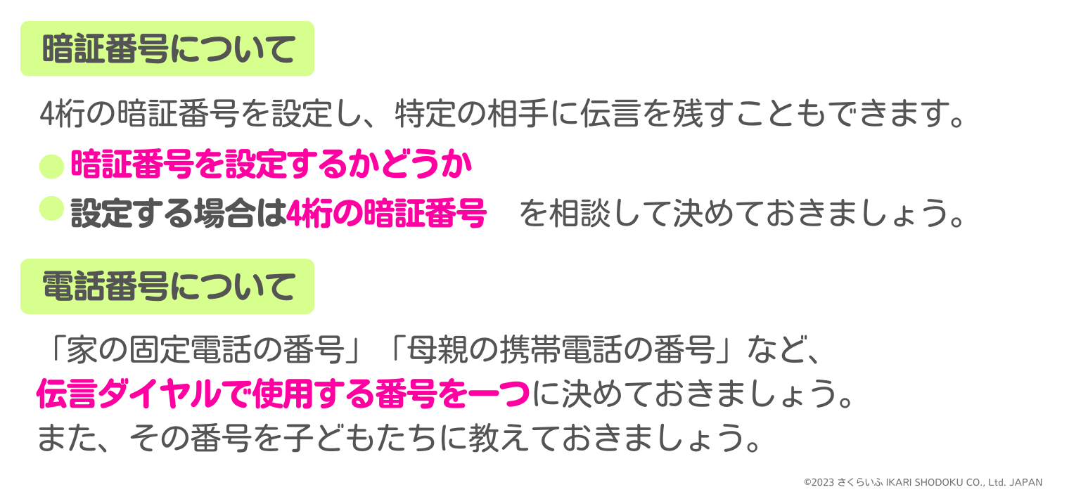 暗証番号と電話番号